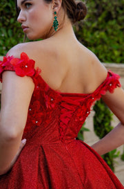 3D Floral Short Off Shoulder Dress by Cinderella Couture 5120J