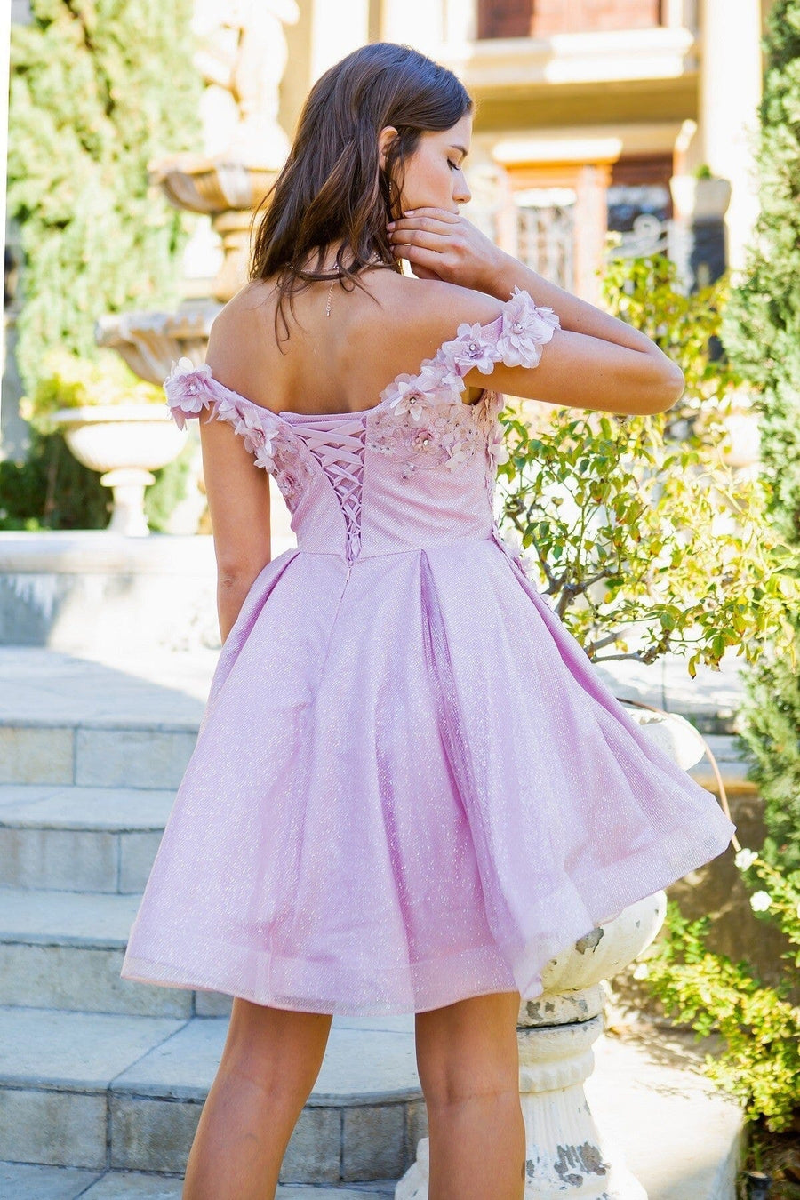 Off Shoulder Glitter Tulle Flower Girl Dress by Cinderella Couture USA AS9130