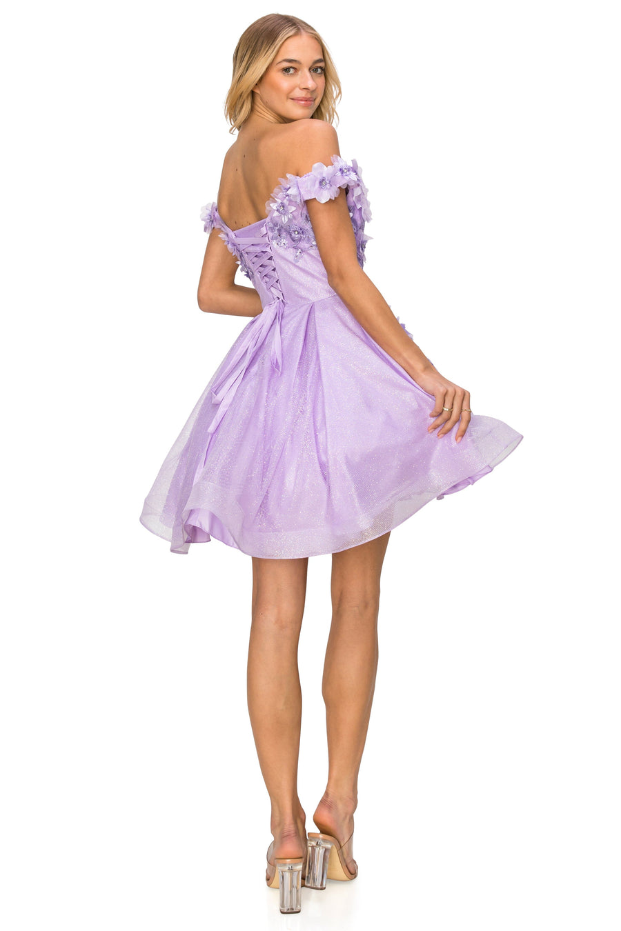 Lace Off Shoulder Short Party Dress by Cinderella Couture USA AS8181JS main image 1