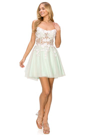 3D Floral Short Strappy Back Dress by Cinderella Couture 8053J