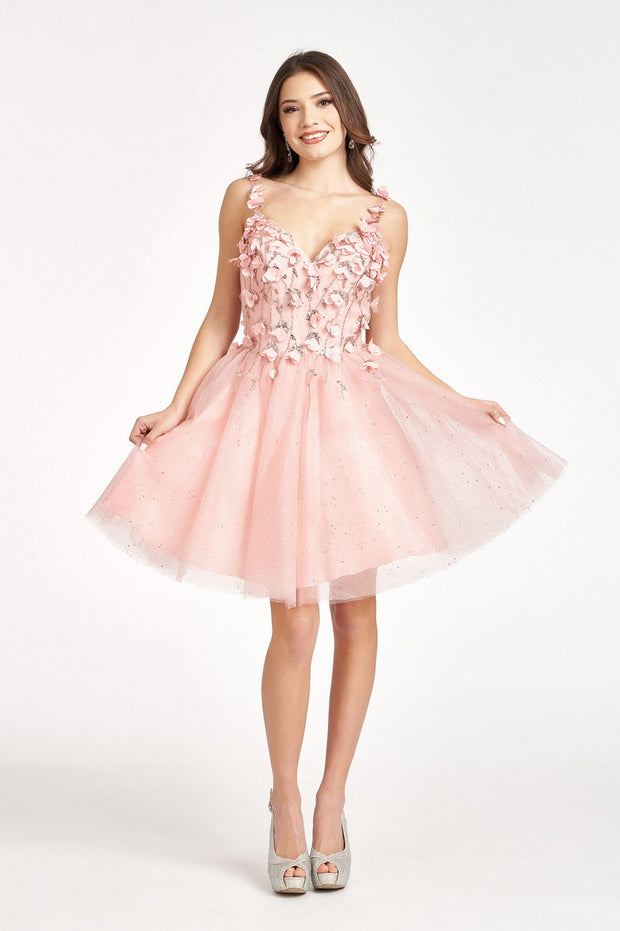 3D Floral Short Sweetheart Dress by Elizabeth K GS1999