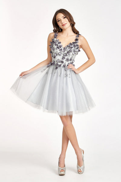3D Floral Short Sweetheart Dress by Elizabeth K GS1999