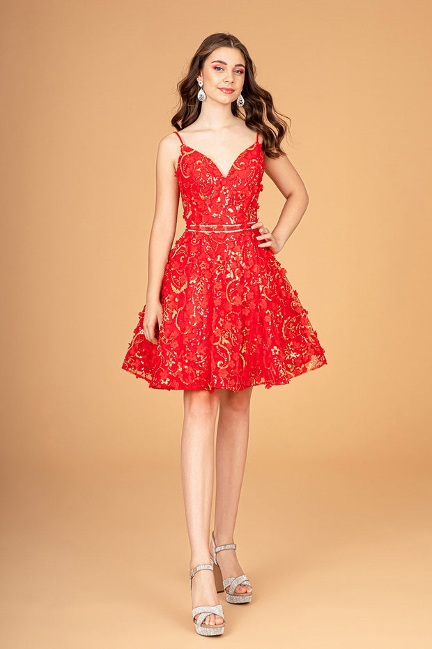 3D Floral Short Sweetheart Dress by Elizabeth K GS3091