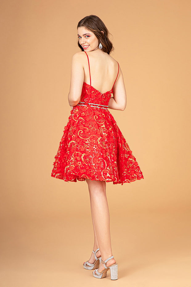 3D Floral Short Sweetheart Dress by Elizabeth K GS3091