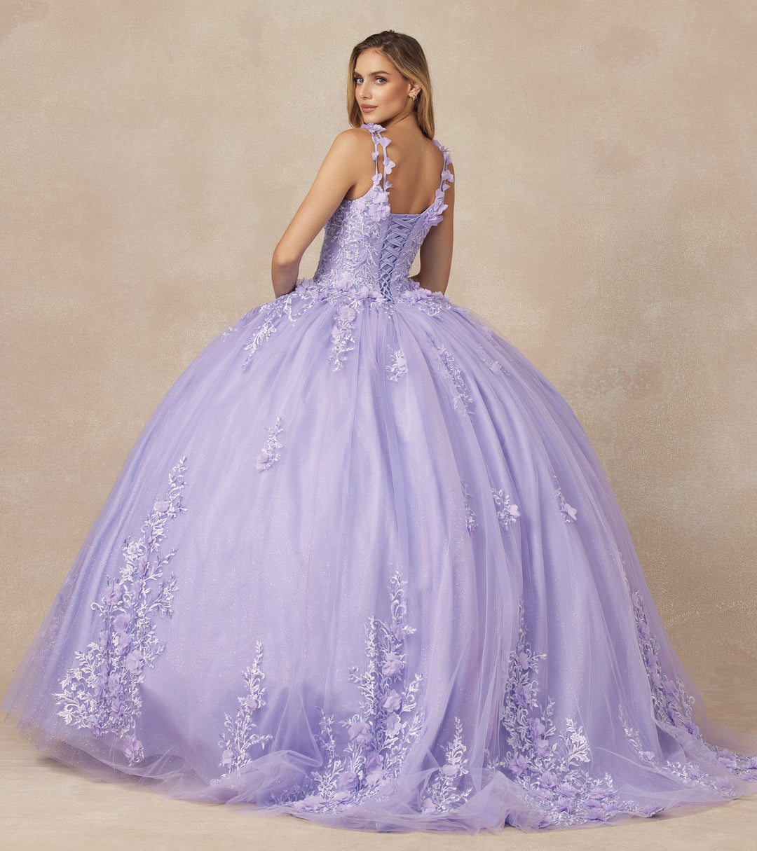 3D Floral Sleeveless Ball Gown by Juliet 1437