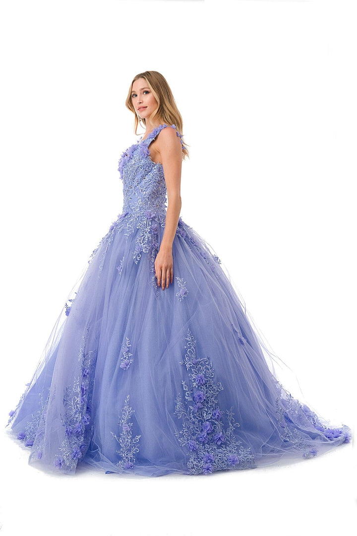 3D Floral Sleeveless Tulle Ball Gown by Coya L2729