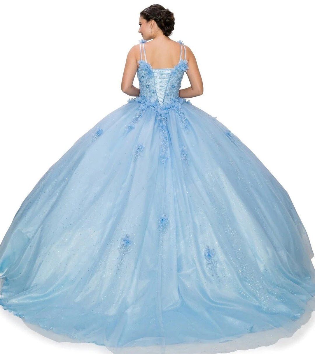 3D Floral V-Neck Ball Gown by Cinderella Couture 8025J