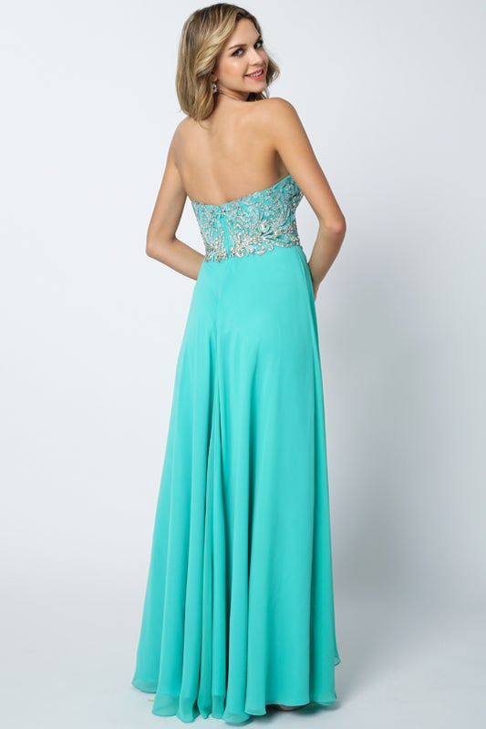 Beaded Long Strapless Dress by Juliet 553