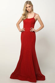 Fitted Sleeveless Metallic Glitter Gown by Juliet 697