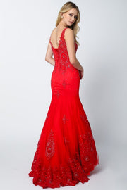 Lace Applique Sleeveless Mermaid Dress by Juliet 654