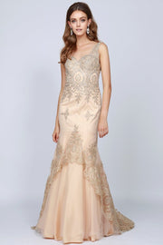 Lace Applique Sleeveless Mermaid Dress by Juliet 654