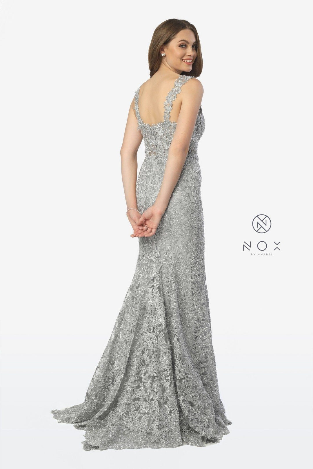 Allover Lace Sleeveless Mermaid Dress by Nox Anabel R216-Long Formal Dresses-ABC Fashion