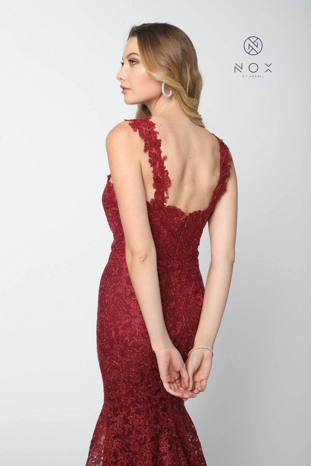 Allover Lace Sleeveless Mermaid Dress by Nox Anabel R216-Long Formal Dresses-ABC Fashion