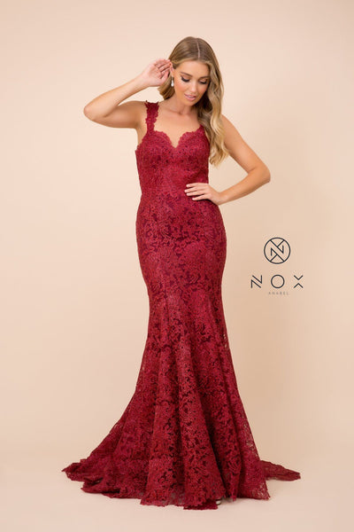 Allover Lace Sleeveless Mermaid Dress by Nox Anabel R216