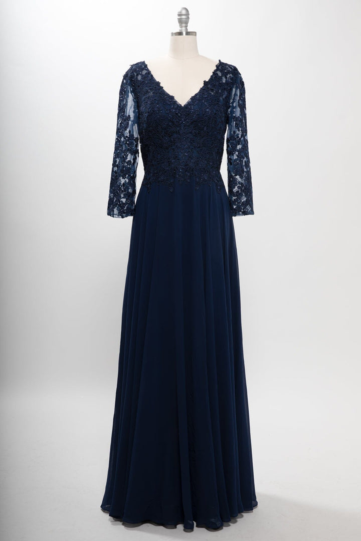 Applique 3/4 Sleeve A-line Gown by Coya M2758Q