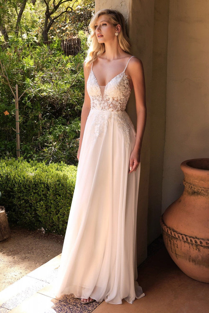 Applique A-line Chiffon Gown by Cinderella Divine TY11 - Outlet