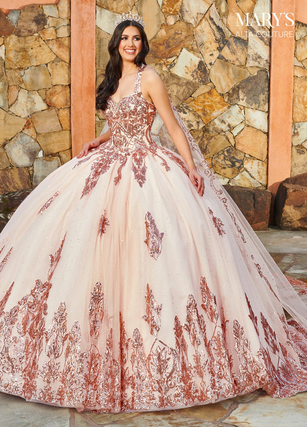 Applique Cape Quinceanera Dress by Alta Couture MQ3089