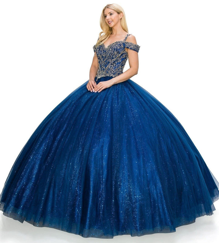 Applique Cold Shoulder Ball Gown by Cinderella Couture 8028J