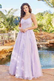 Applique Corset Lace Tulle Gown by Adora 3087