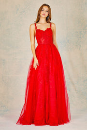 Applique Corset Lace Tulle Gown by Adora 3087