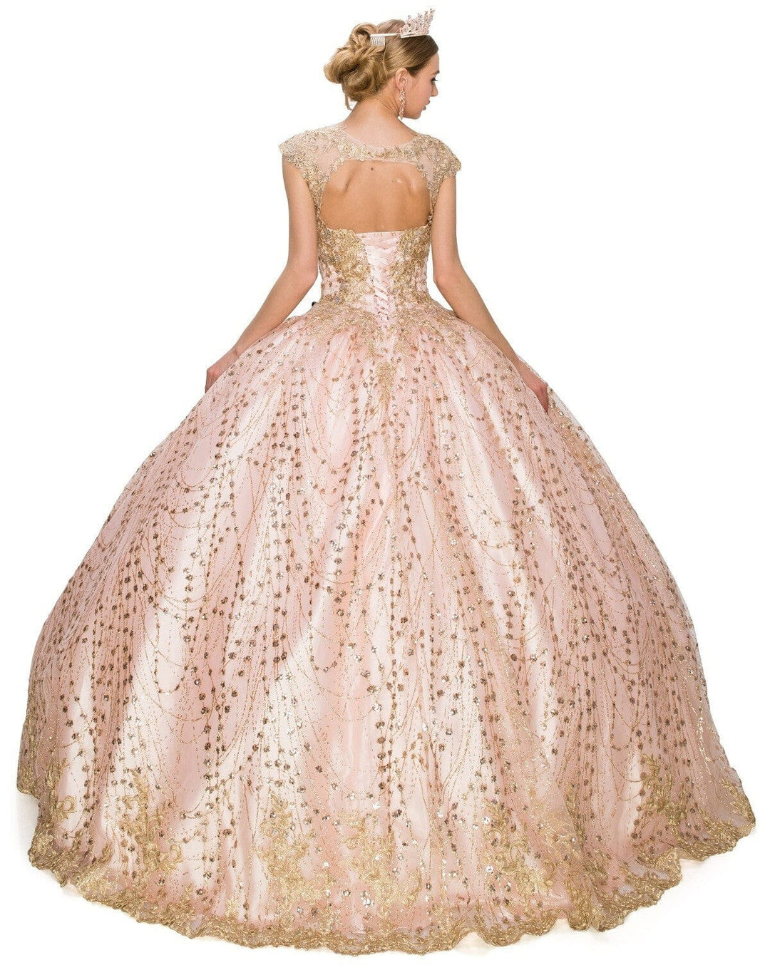 Applique Glitter Ball Gown by Cinderella Couture 8024J