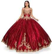 Applique Glitter Ball Gown by Cinderella Couture 8024J