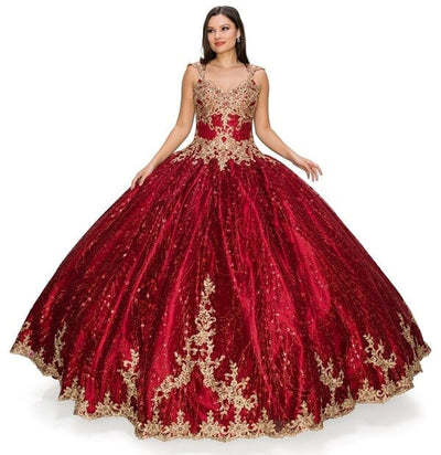 Applique Glitter Ball Gown by Cinderella Couture 8024J