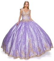 Applique Glitter Ball Gown by Cinderella Couture 8024J