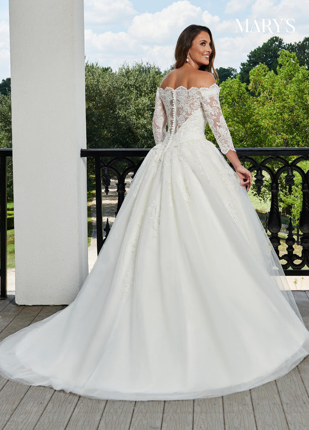 Applique Long Sleeve Wedding Gown by Mary's Bridal 6362