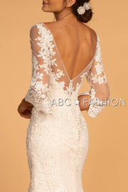 Applique Long-Sleeved Mermaid Wedding Dress by Elizabeth K GL2592-Wedding Dresses-ABC Fashion