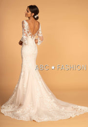 Applique Long-Sleeved Mermaid Wedding Dress by Elizabeth K GL2592-Wedding Dresses-ABC Fashion