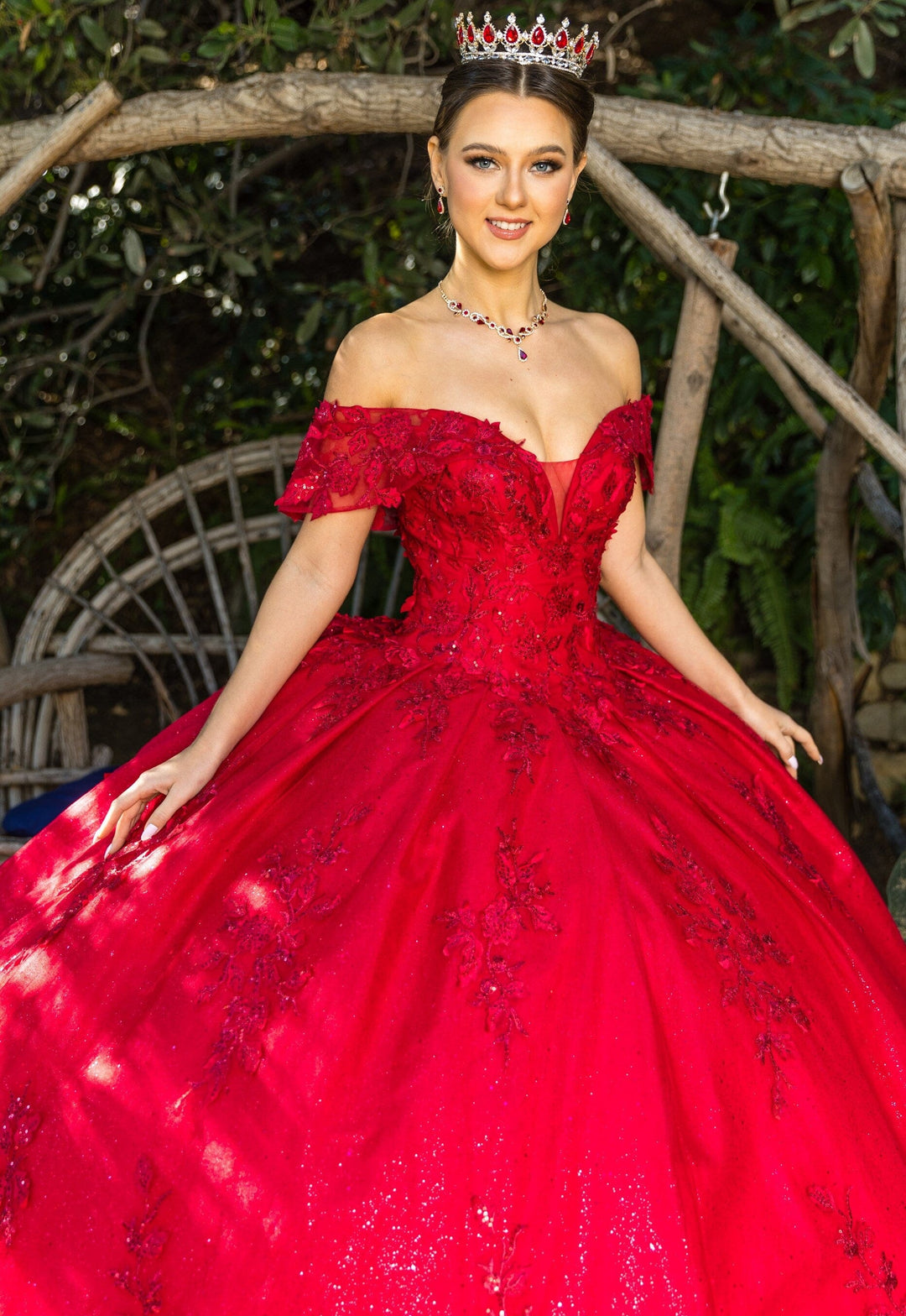 Applique Off Shoulder Ball Gown by Cinderella Couture 8045J