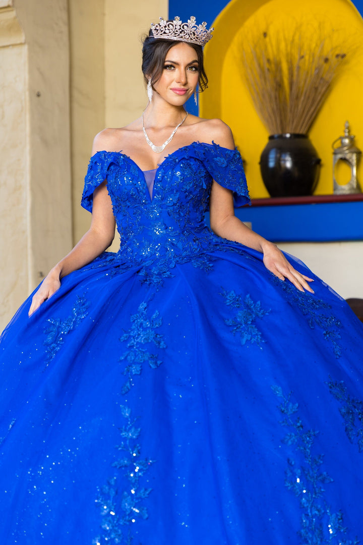 Applique Off Shoulder Ball Gown by Cinderella Couture 8045J