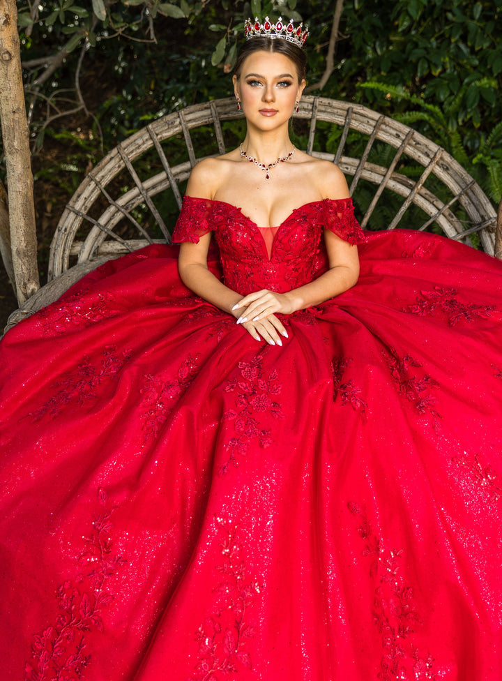 Applique Off Shoulder Ball Gown by Cinderella Couture 8045J