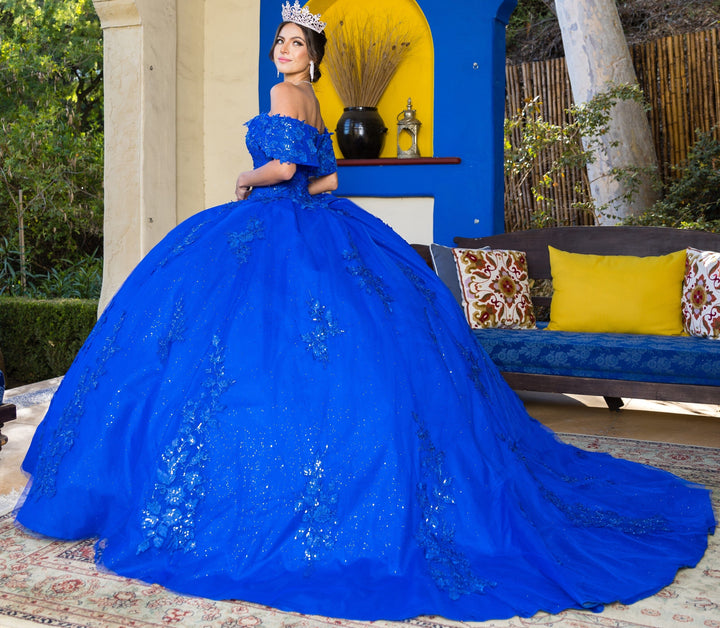 Applique Off Shoulder Ball Gown by Cinderella Couture 8045J