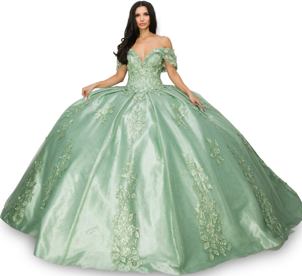 Applique Off Shoulder Ball Gown by Cinderella Couture 8045J