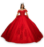 Applique Off Shoulder Ball Gown by Cinderella Couture 8055J