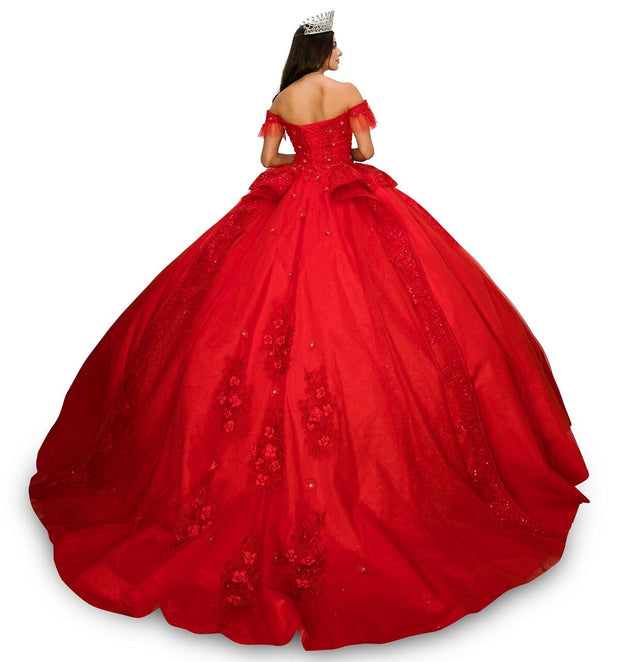 Applique Off Shoulder Ball Gown by Cinderella Couture 8055J