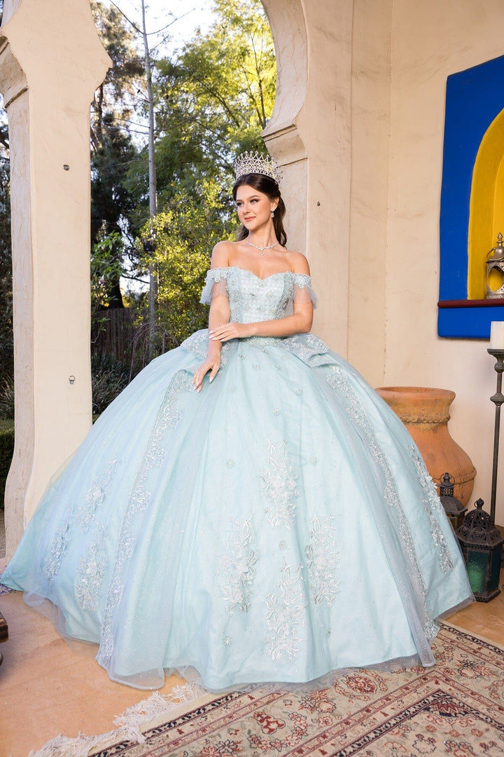 Applique Off Shoulder Ball Gown by Cinderella Couture 8055J