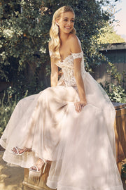 Applique Off Shoulder Bridal Gown by Nox Anabel C1107W