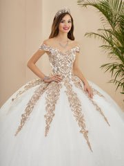 Applique Off Shoulder Quinceanera Dress by Fiesta Gowns 56400