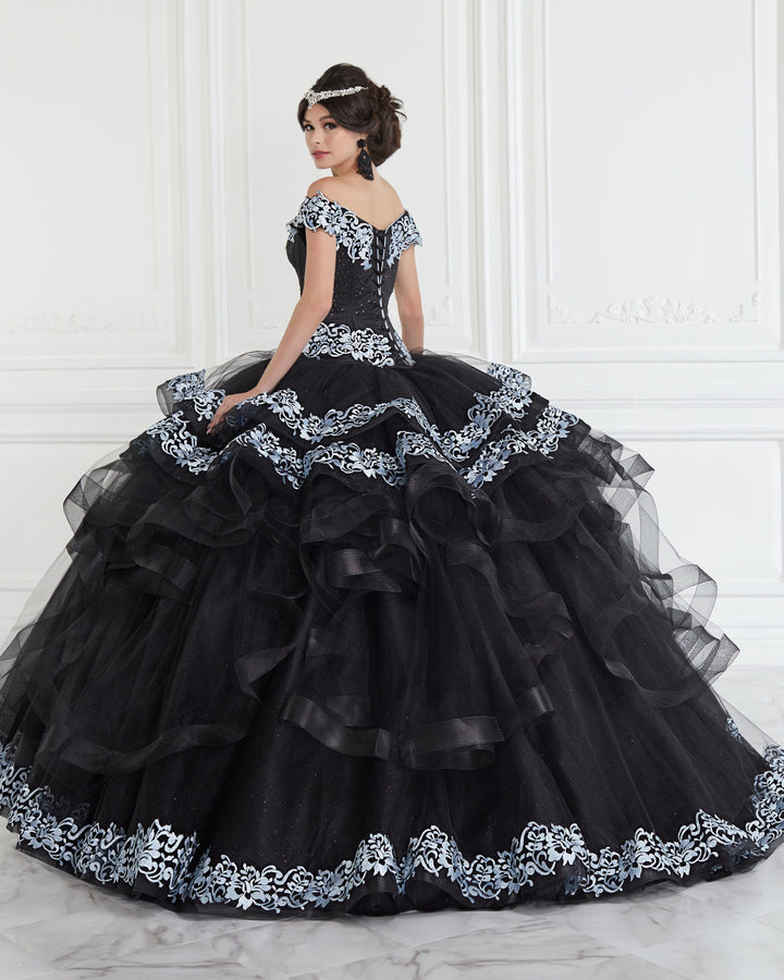 Applique Off Shoulder Tiered Quinceanera Dress by LA Glitter 24062-Quinceanera Dresses-ABC Fashion