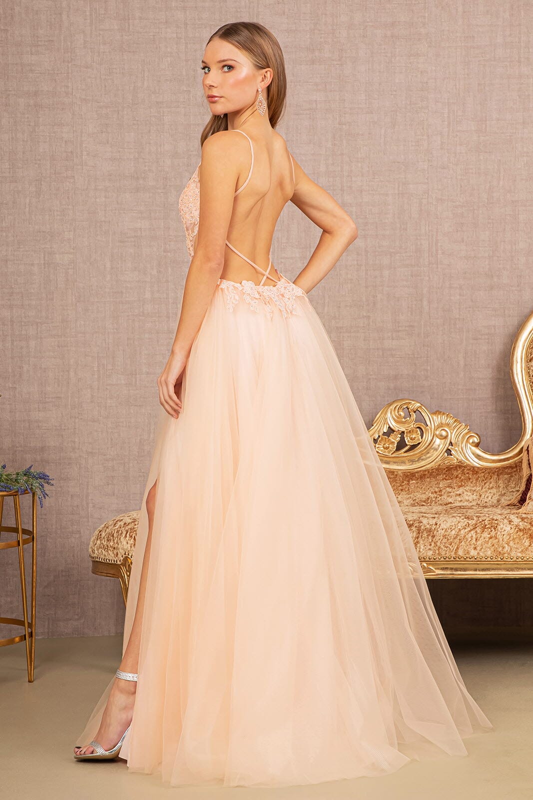 Applique Sleeveless A-line Gown by Elizabeth K GL3152