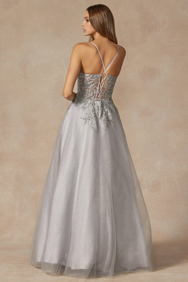 Applique Sleeveless Corset Gown by Juliet 295