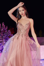 Applique Sleeveless Tulle Gown by Ladivine CD874