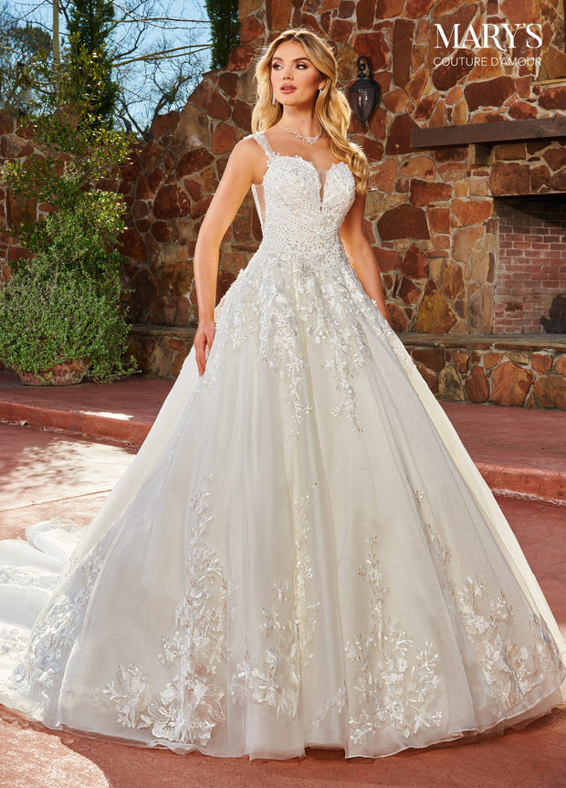 Applique Sleeveless Wedding Dress by Mary's Bridal MB4135