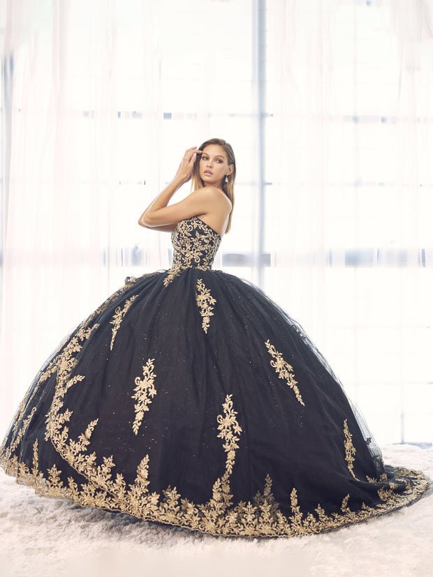 Applique Strapless Ball Gown by Juliet 1439