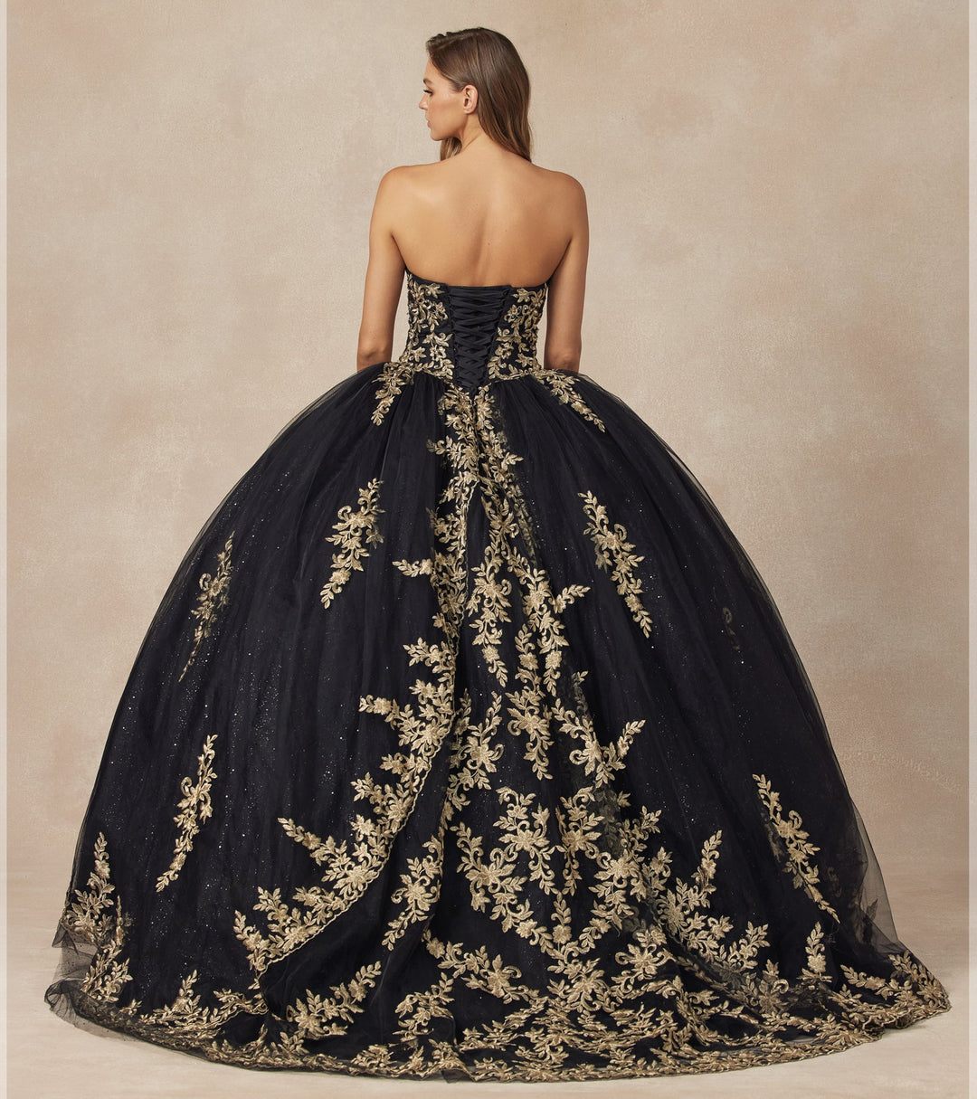 Applique Strapless Ball Gown by Juliet 1439