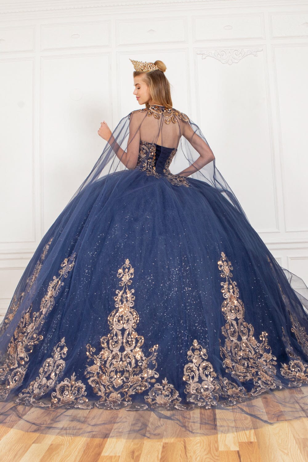 Applique Strapless Cape Ball Gown by Cinderella Couture 8063J