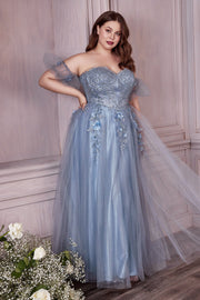 Applique Strapless Gown by Cinderella Divine CD0191